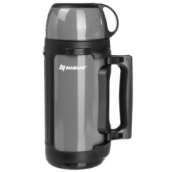 Термос Nisus (N-TM-041-G) 1400ML (крышка-кружка с ручк, доп.пл.чашка, скл.ручки, ремень)