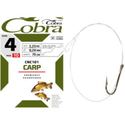 Крючки с поводком Cobra CARP 70cm, 0,20mm, разм.4, 10шт.