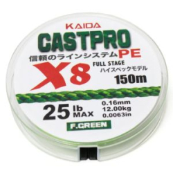 Плетеный шнур Kaida Castpro X8 F.Green 150м 0,18мм 30lb