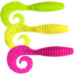 Силиконовая приманка МикроDжиг Curly Grab 2.0" 50мм цвет Грин Шартрез+Шартрез+Барби