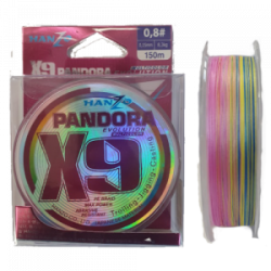 Плетеный шнур Hanzo Pandora Evolution x9 150м Multicolor 2.0 - 0,24мм 15,9кг