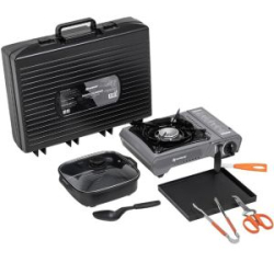 Плита газовая портативная в кейсе, сковорода и пластина для гриля, кух.инструмент Nisus (N-MEGA KIT)