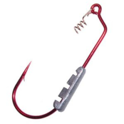 Крючок офсетный Daiichi Buttdragger оснащенный грузом и пружинкой, цвет Red, 4 шт. в уп. №3/0