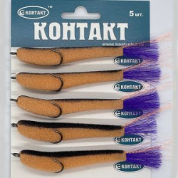 Поролоновая рыбка Контакт (прижатый двойник) 8см оранж/черная (1лист*5шт)