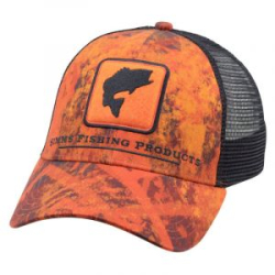 Кепка Simms Bass Icon Trucker, Velocity Print Orange