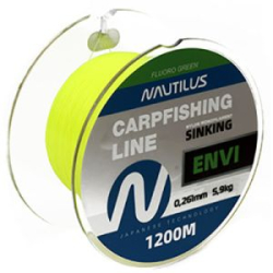 Леска карповая Nautilus Envi Fluoro green 1200м. 0,286мм, 7,1кг