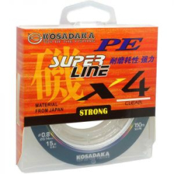Леска плетеная Kosadaka Super Line PE X4 150м Clear 0,16мм, 8,6кг