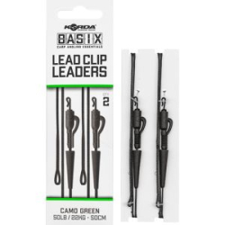 Монтаж с безопастной клипсой Korda Basix Lead Clip Leaders 50cm Camo green 50lb (KBX020)