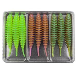 Силиконовая приманка МикроDжиг 3-х набор Tanta 2.0" 50мм цвет Машинное Масло-Лох-Лайм