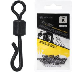 Роликовый вертлюг с зацепом Mikado Territory №8B (р.н. до 15кг./упак.=10шт.) (AMA02-037-8)