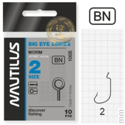 Крючок офсетный Nautilus Offset Big Eye Series Worm 1005 № 2