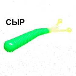 Силиконовая приманка Boroda Baits Jester Double Color цв. Зелёный/Лимон,  аттр. Сыр.