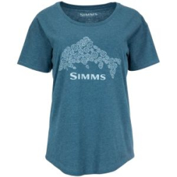 Футболка Simms Women's Floral Trout T-Shirt, Steel Blue Heather, M