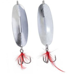 Блесна колеблющаяся Mikado Shallow Monster 30g/10cm цвет SILVER с красной мушкой (PMB-WSHM-30-S)