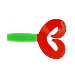 Силиконовая приманка Helios Credo Double Tail 3,54"/9 см Lime & Red 5шт. (HS-28-021)