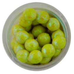 Форелевая приманка икра плавающая с блестками Berkley Sparkle Floating Power Eggs Magnum Fluo Yellow/Scales