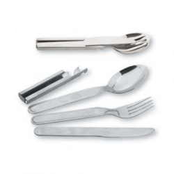 Набор столовых приборов "Следопыт" в металл. чехле (ложка, вилка, нож, открывашка)