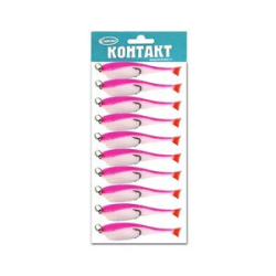 Поролоновая рыбка Контакт (двойник) 7 см. бело-малиновая