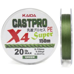Плетеный шнур Kaida Castpro Super 4x Green 150м 0,16мм 30lb