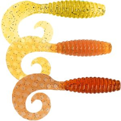 Силиконовая приманка МикроDжиг Curly Grab 2.0" 50мм цвет Желтый Прозрачный+Мёд+Янтарь