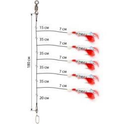 Снасточка морская Akara/Kujira Makrelen Herig System SP13 H5 №5/0 Silver