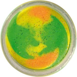 Паста форелевая тонущая желто зелено оранжевая Berkley Sinking Glitter Trout Bait цвет Rainbow
