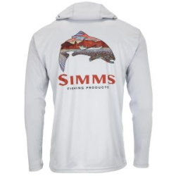 Термофутболка Simms Tech Hoody - Artist Series, Trout Logo Flame/Sterling, XL