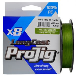 Шнур ProJig X8 Long Cast 100м хаки 0,12мм, 9,0кг