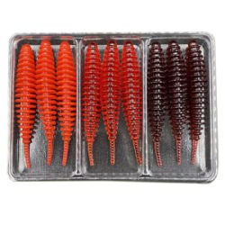 Силиконовая приманка МикроDжиг 3-х набор Tanta 2.0" 50мм цвет Рубиновый+Красный Прозрачный+Красный