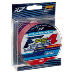 Шнур PE Flagman Hybrid F4 300м Red 0,40мм 25кг 55lb