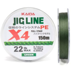 Плетёный шнур Kaida Jig Line 4X Green 150м 0,14мм 22lb