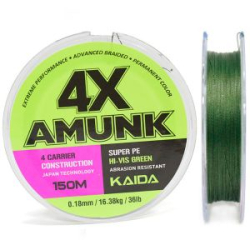 Плетеный шнур Kaida Amunk Super PE 4x Green 150м 0,18мм 36lb
