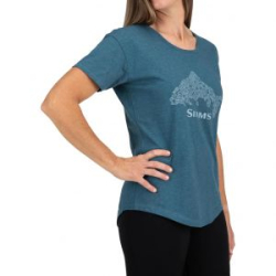 Футболка Simms Women's Floral Trout T-Shirt, Steel Blue Heather, S