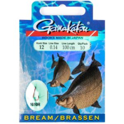 Крючки с поводком Gamakatsu Booklet Bream 1010R №12-0.14мм 100см 10шт.