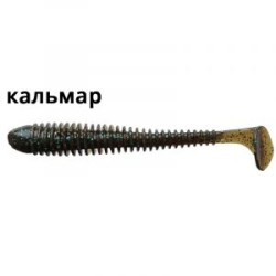 Силиконовая приманка Crazy Fish Vibro Worm 4'' 75-100-42-6 кальмар цв. green pumpkin blue (зеленая тыква синий)