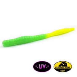 Силиконовая приманка Личинка Rampage Trout Hunting Dying Worm 3.1" цв.#101 - Green / Chartreuse UV