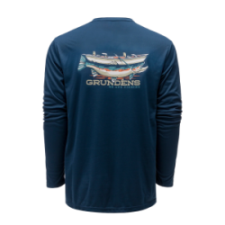 Футболка Grundens Drift Boat LS Tech Tee, Blue Abyss, L