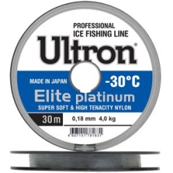 Леска зимняя Ultron Elite Platinum -30 30м, 0,18мм 4,0кг