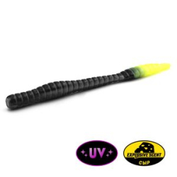 Силиконовая приманка Личинка Rampage Trout Hunting Dying Worm 3.1" цв. #105 - Black / Chartreuse UV