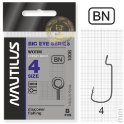 Крючок офсетный Nautilus Offset Big Eye Series Worm 1008 № 4