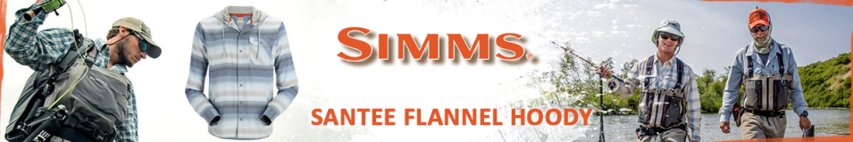 Simms Santee Flannel Hoody, Navy/Storm/Steel Blue Stripe