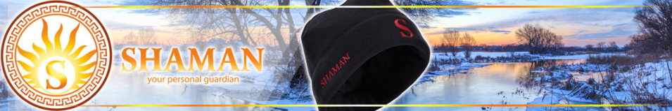 Shaman Шапка мужская зимняя, флис, черный (красная вышивка)