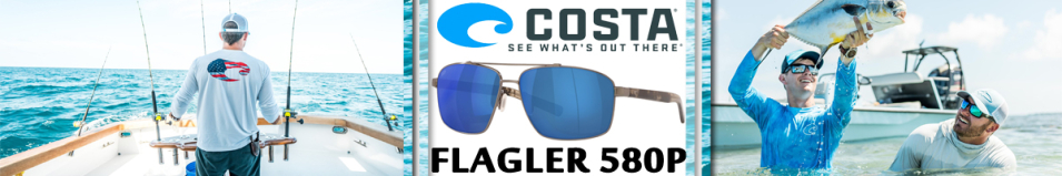 Costa Flagler 580P Brushed Gunmetal/Blue Mirror 580P