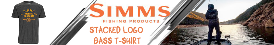 Simms Stacked Logo Bass T-Shirt, Charcoal Heather