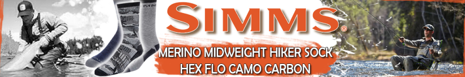 Simms Merino Midweight Hiker Sock, Hex Flo Camo Carbon