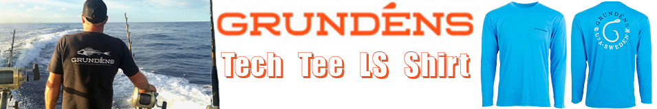 Grundens Tech Tee LS Shirt, G Hook Print Coastal Blue