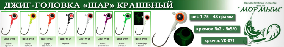 Мормыш Джиг-головка крашеная "ШАР" кр-к VD-071 цвет Люминисцентный