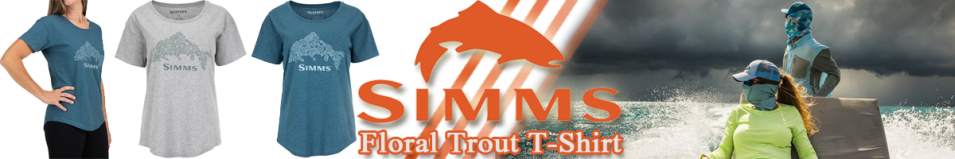 Simms Women's Floral Trout T-Shirt, Steel Blue Heather