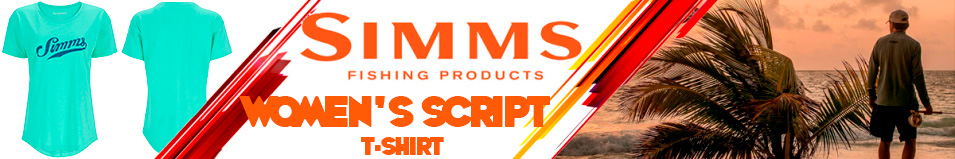 Simms Women's Script T-Shirt, Gulf Blue