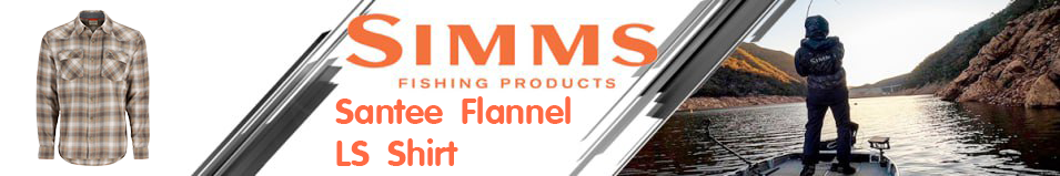 Simms Santee Flannel LS Shirt, Black/Br.Blue Pane Ombre